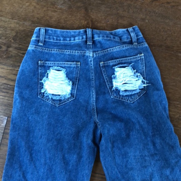 Distressed Medium Wash Blue Women's Jeans - Picture 5 of 6